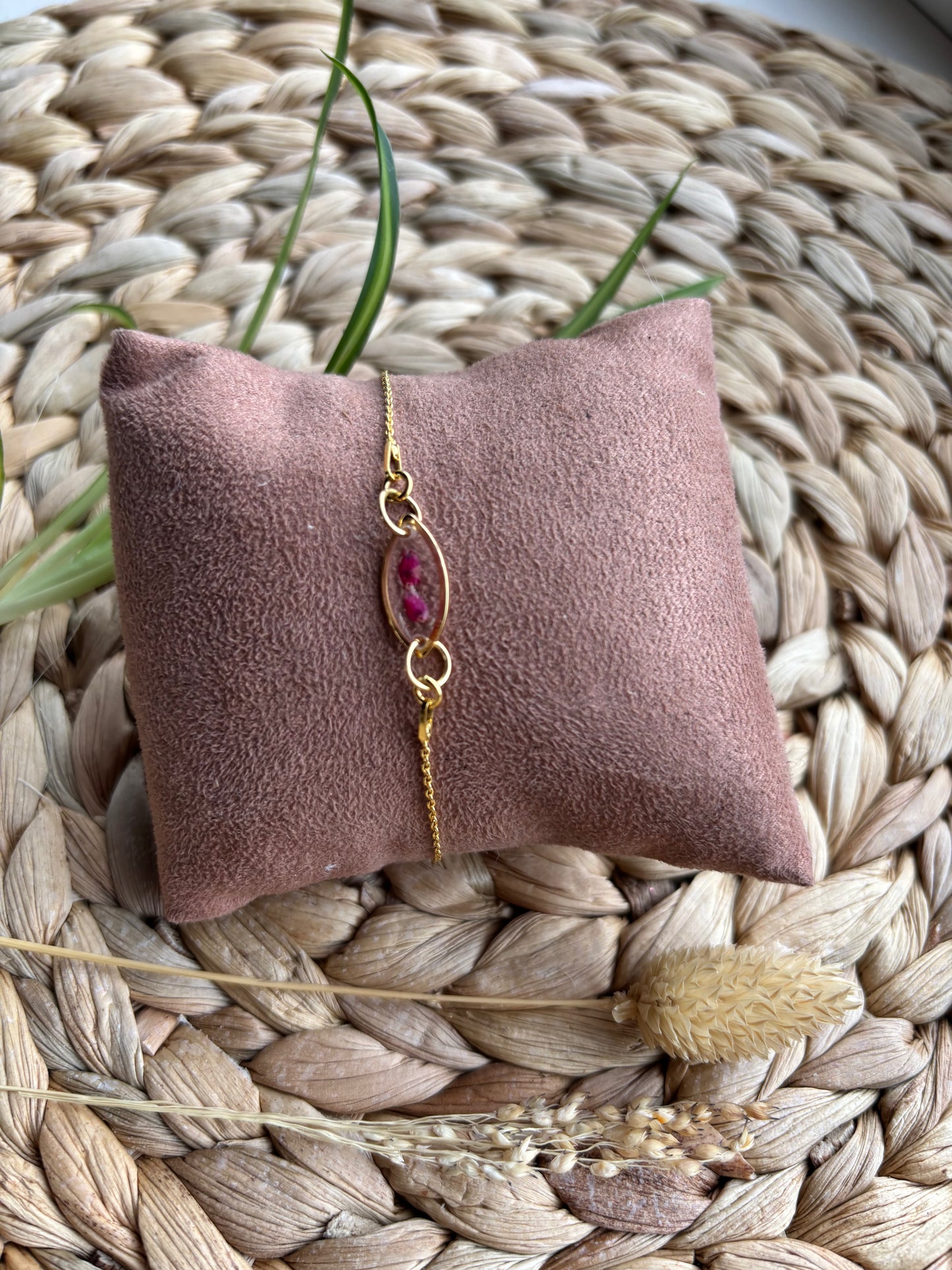 Tijdloze zachtheid – armband met roze Erica bloemetjes