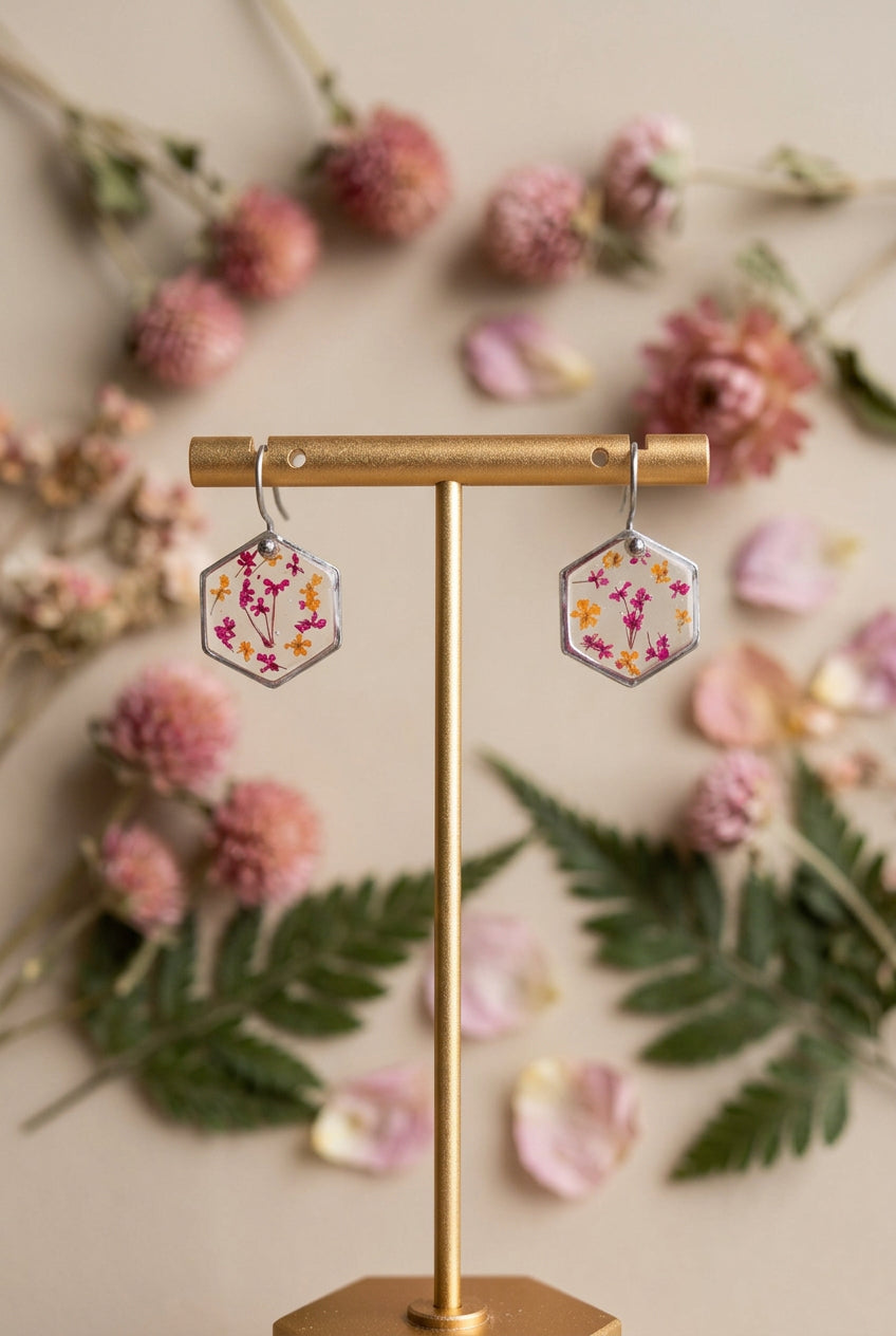 Herfstcollectie - hexagon met bloemenconfetti