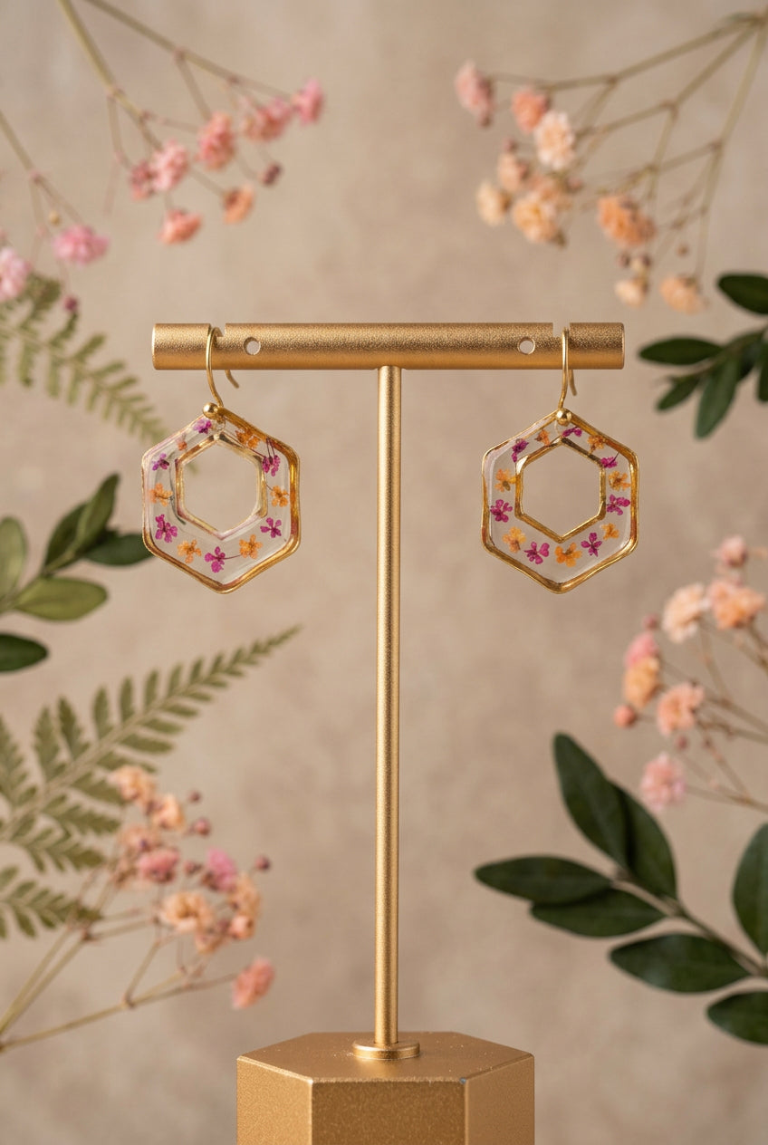 Herfstcollectie - hexagon met bloemenconfetti