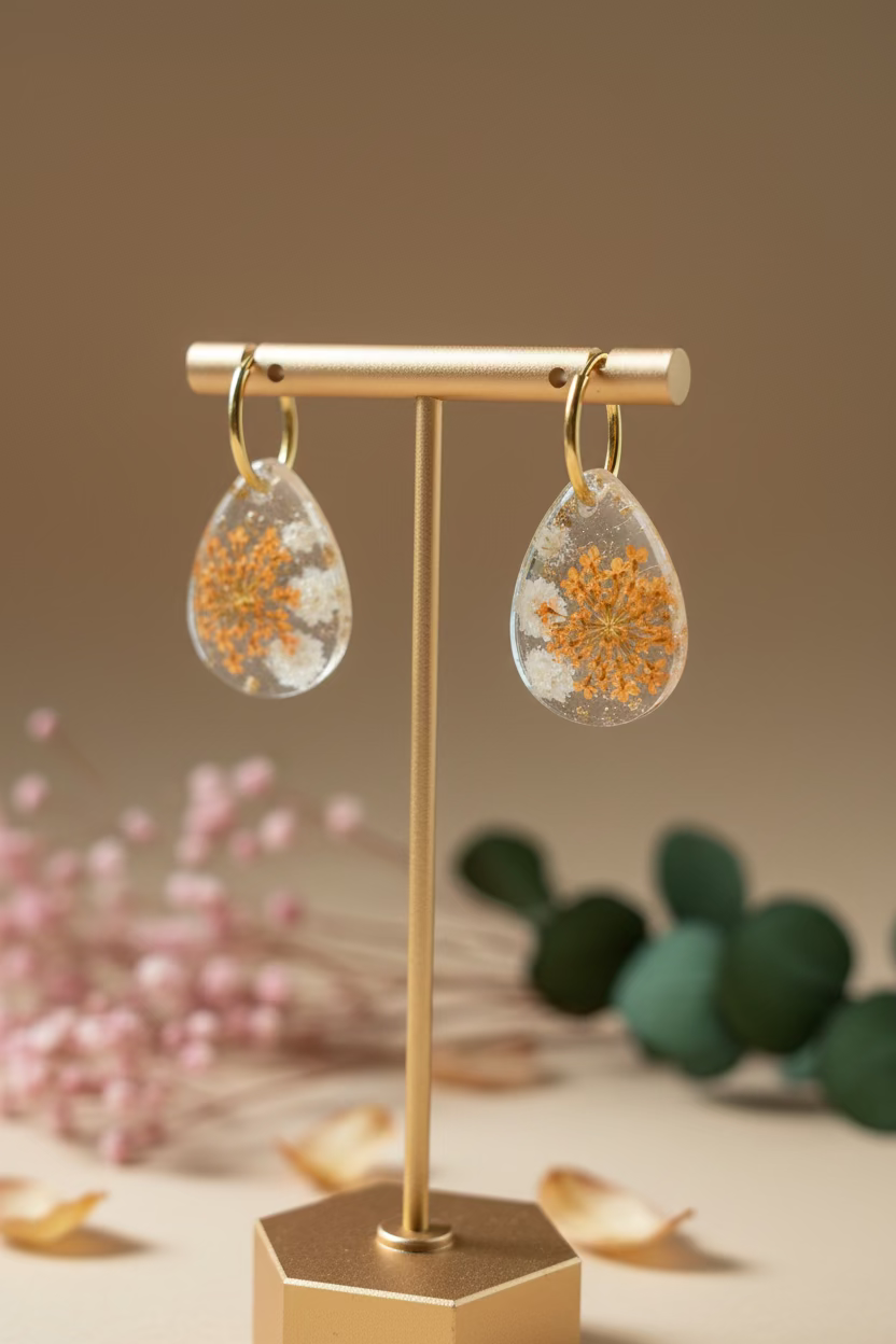Herfstcollectie - traandruppels met oranje witte dille en gipskruid