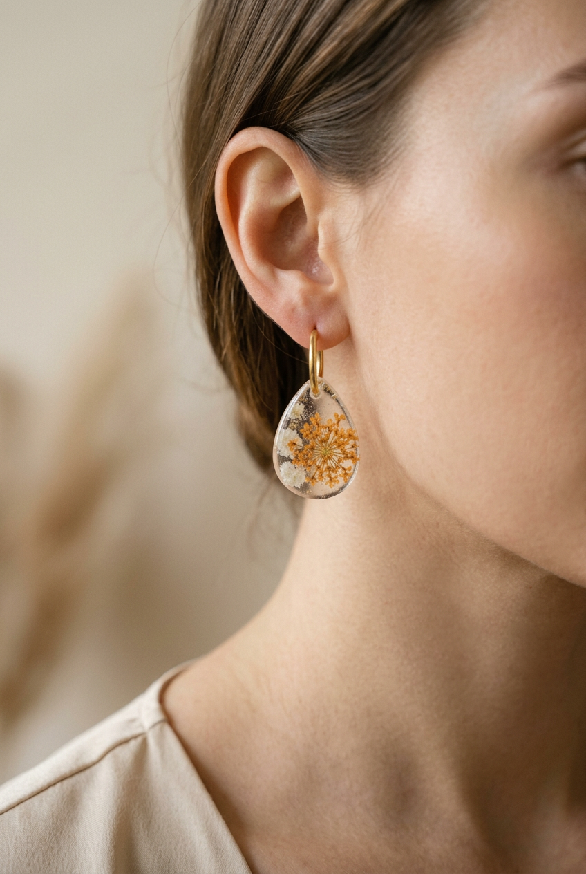 Herfstcollectie - traandruppels met oranje witte dille en gipskruid