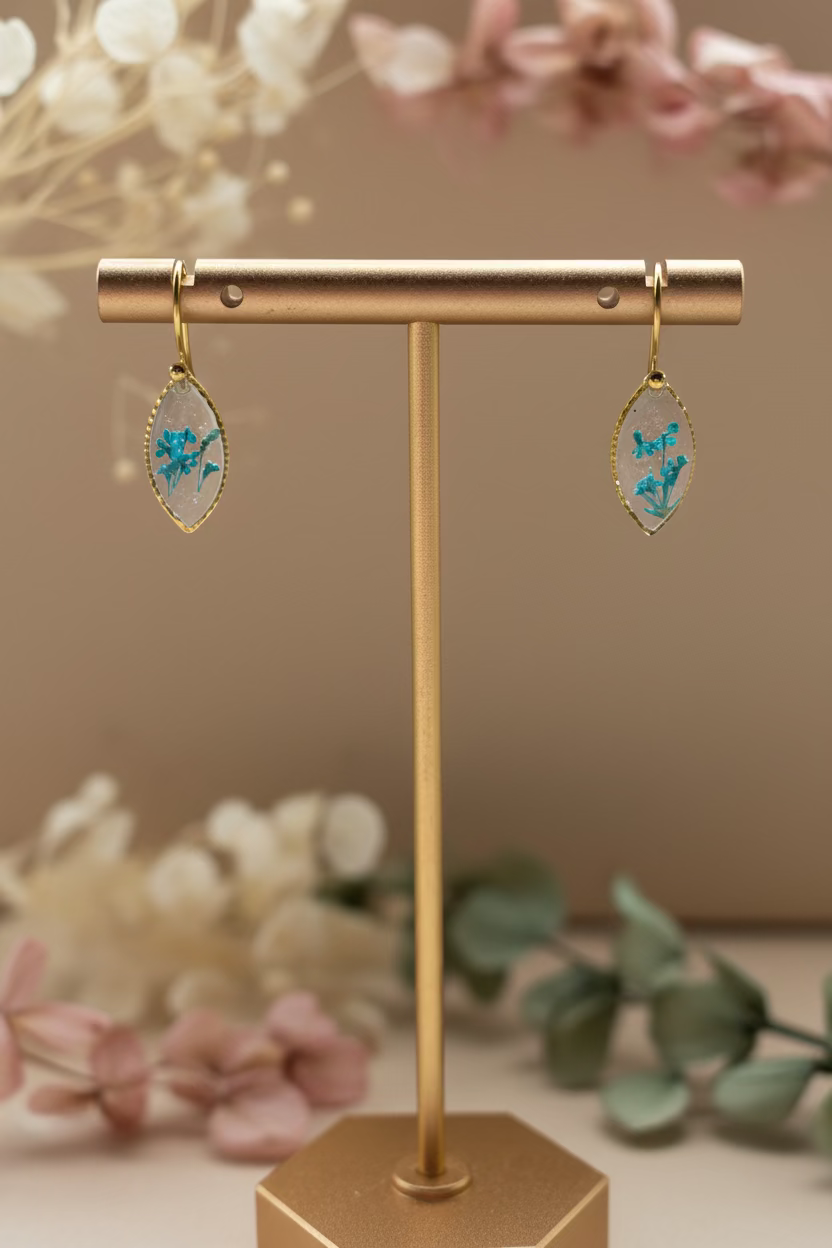 Ovaal vormige elegante oorbellen met Queen Anne’s Lace