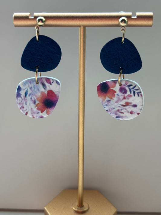 Handgemaakte oorbellen van polymeerklei – tweedelig design