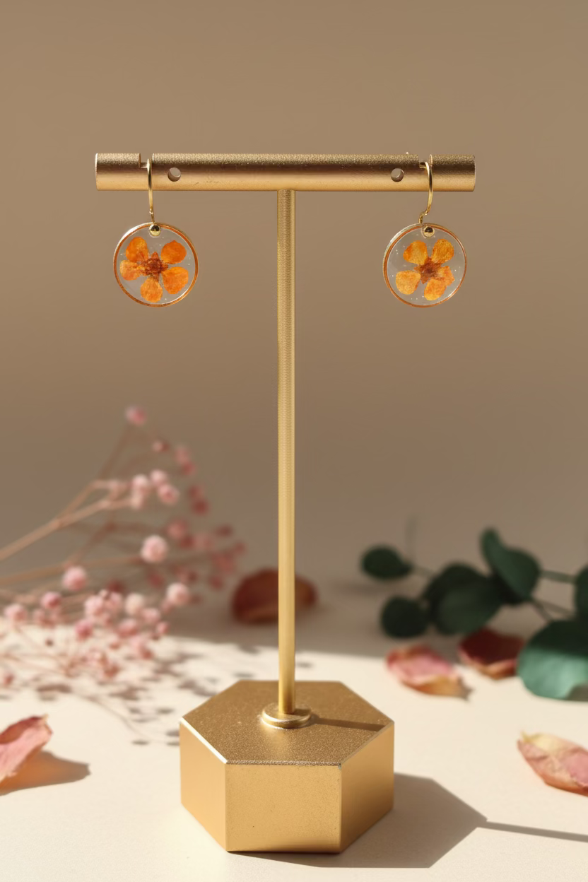 Oranjecollectie - kleine ronde bloesem oorbellen