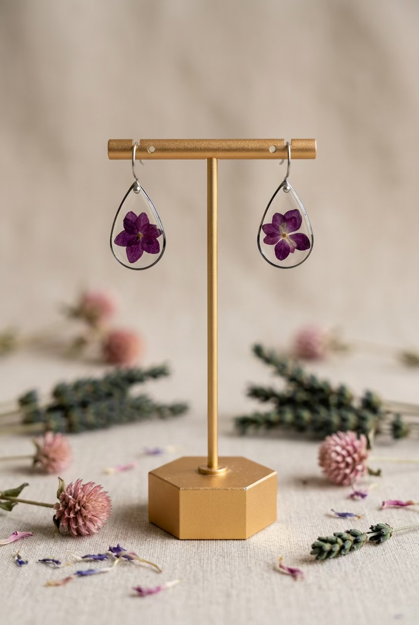 Herfstcollectie - traandruppels met donkerpaarse hortensia bloem