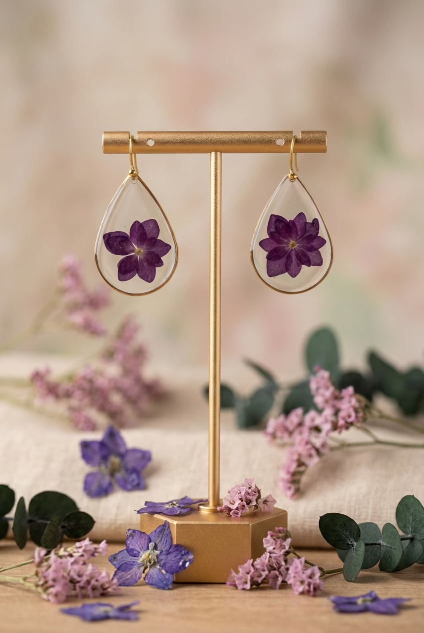 Herfstcollectie - traandruppels met donkerpaarse hortensia bloem