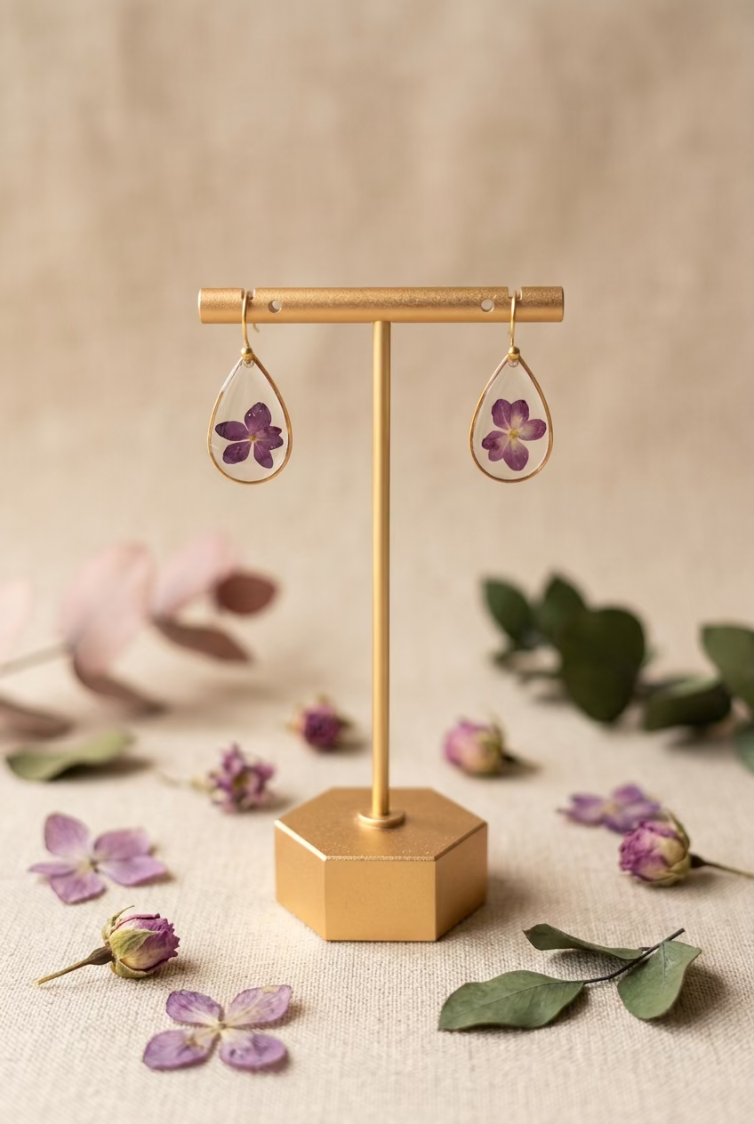 Herfstcollectie - traandruppels met donkerpaarse hortensia bloem