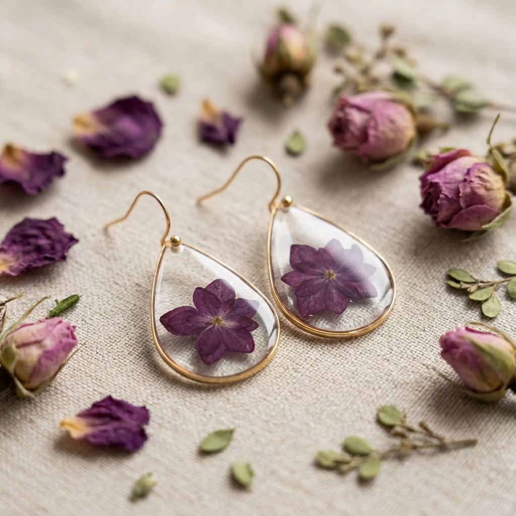 Herfstcollectie - traandruppels met donkerpaarse hortensia bloem