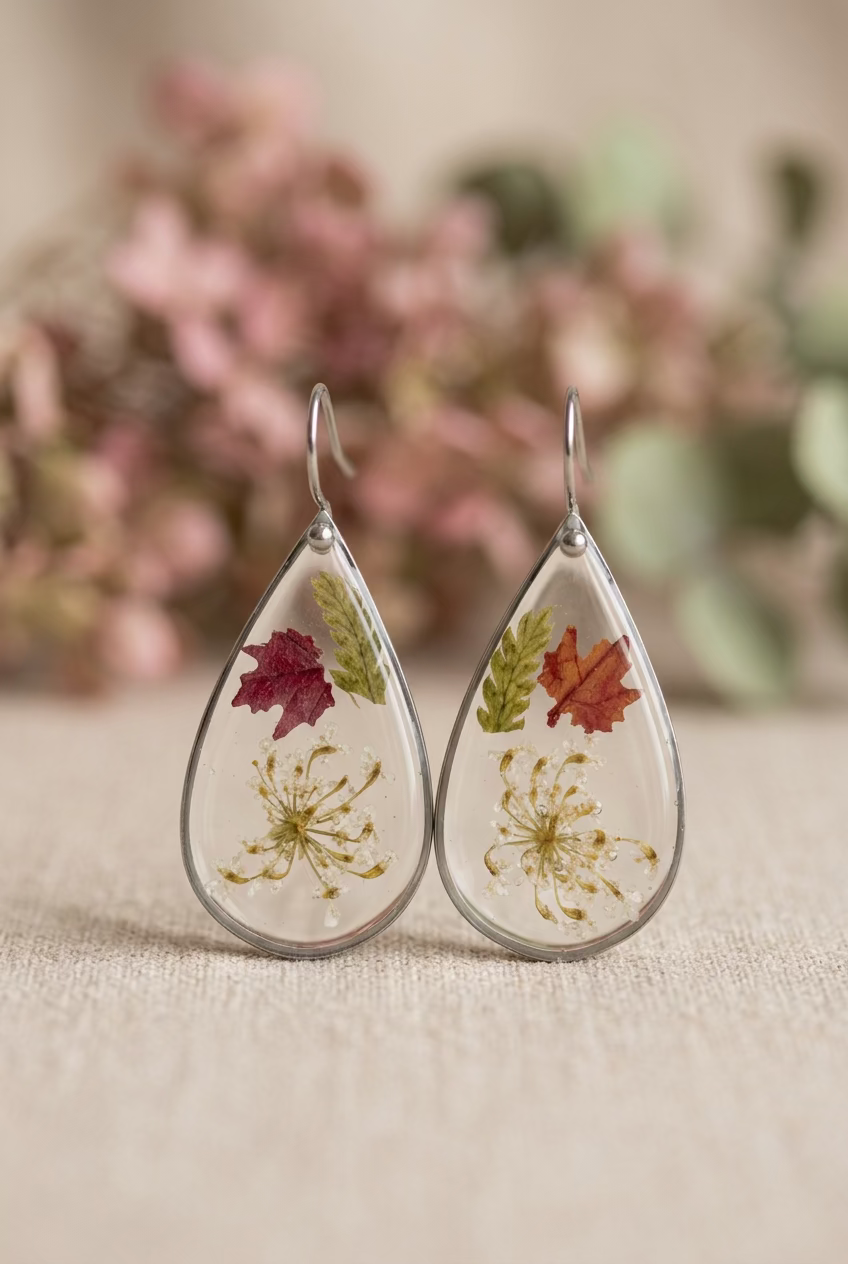 Herfstcollectie - traandruppels met een mini herfst blaadje