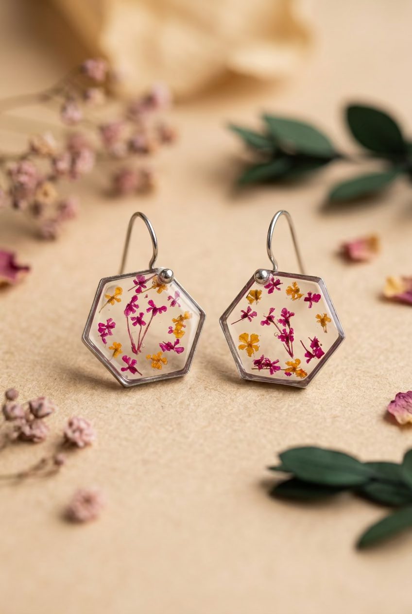 Herfstcollectie - hexagon met bloemenconfetti