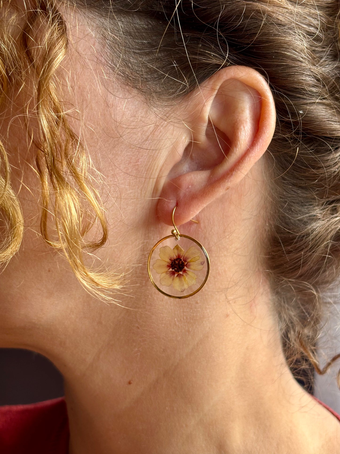 Herfstcollectie - ronde gouden meisjesogen hanger oorbellen
