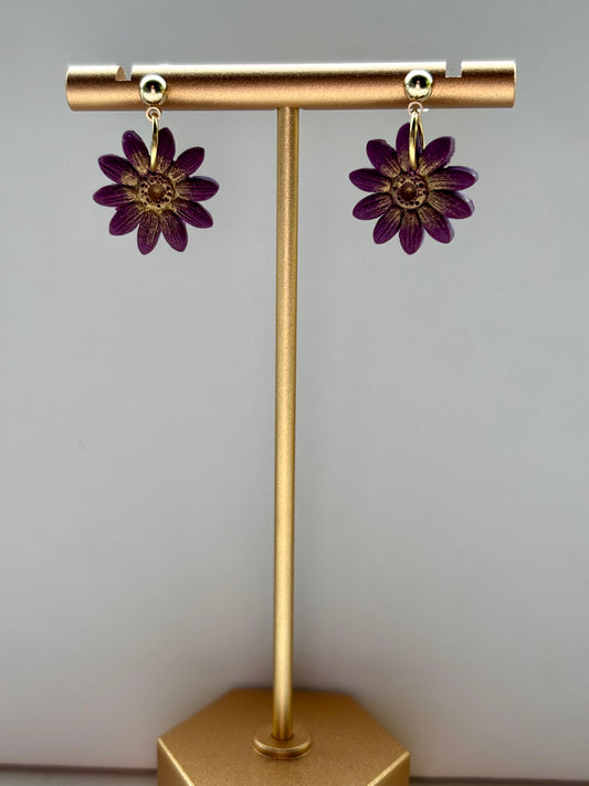 Herfstcollectie - herfstbloem als hanger in goud en paars