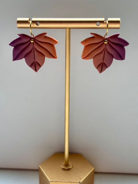 Herfstcollectie - groot herfstblad in twee kleuren