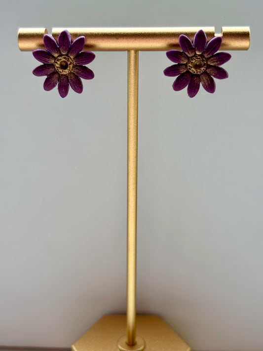 Herfstcollectie - herfstbloem als knopje in goud en paars 