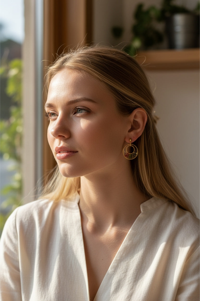 Frosted Fern – Oorbellen met Witte Dille & Varen